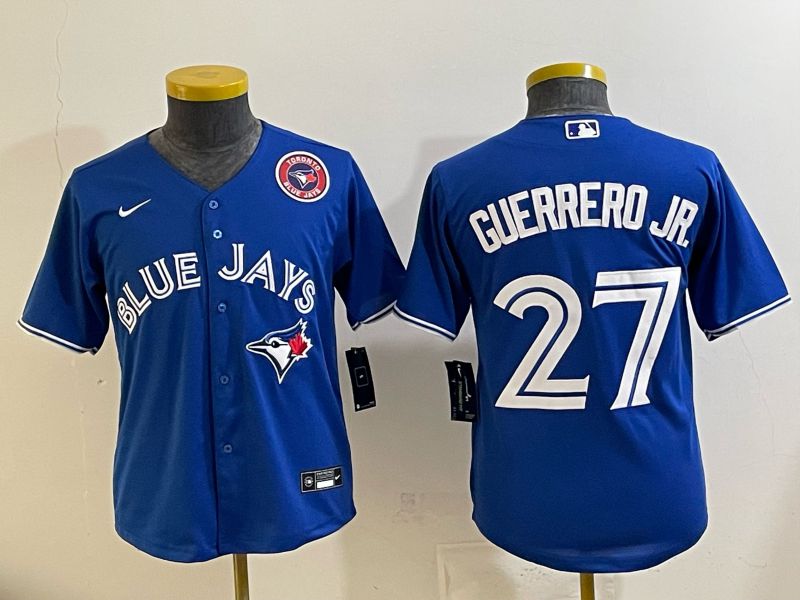 Youth 2025 Toronto Blue Jays #27 Guerrero jr blue Game Nike MLB Jersey style 05